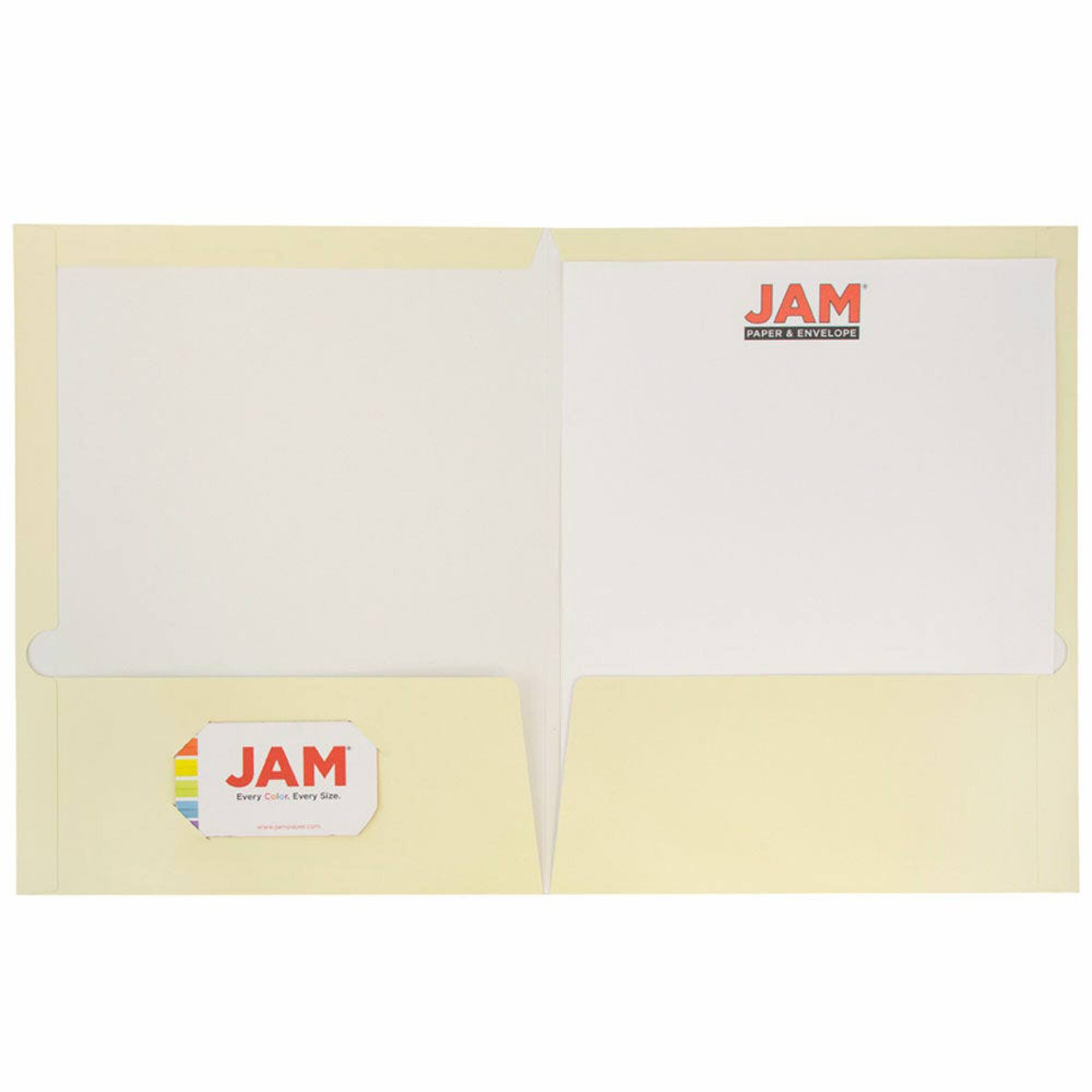 JAM Paper 9.5" x 11.5" Glossy Ivory 2 Pocket School Presentation Folders, 12ct.